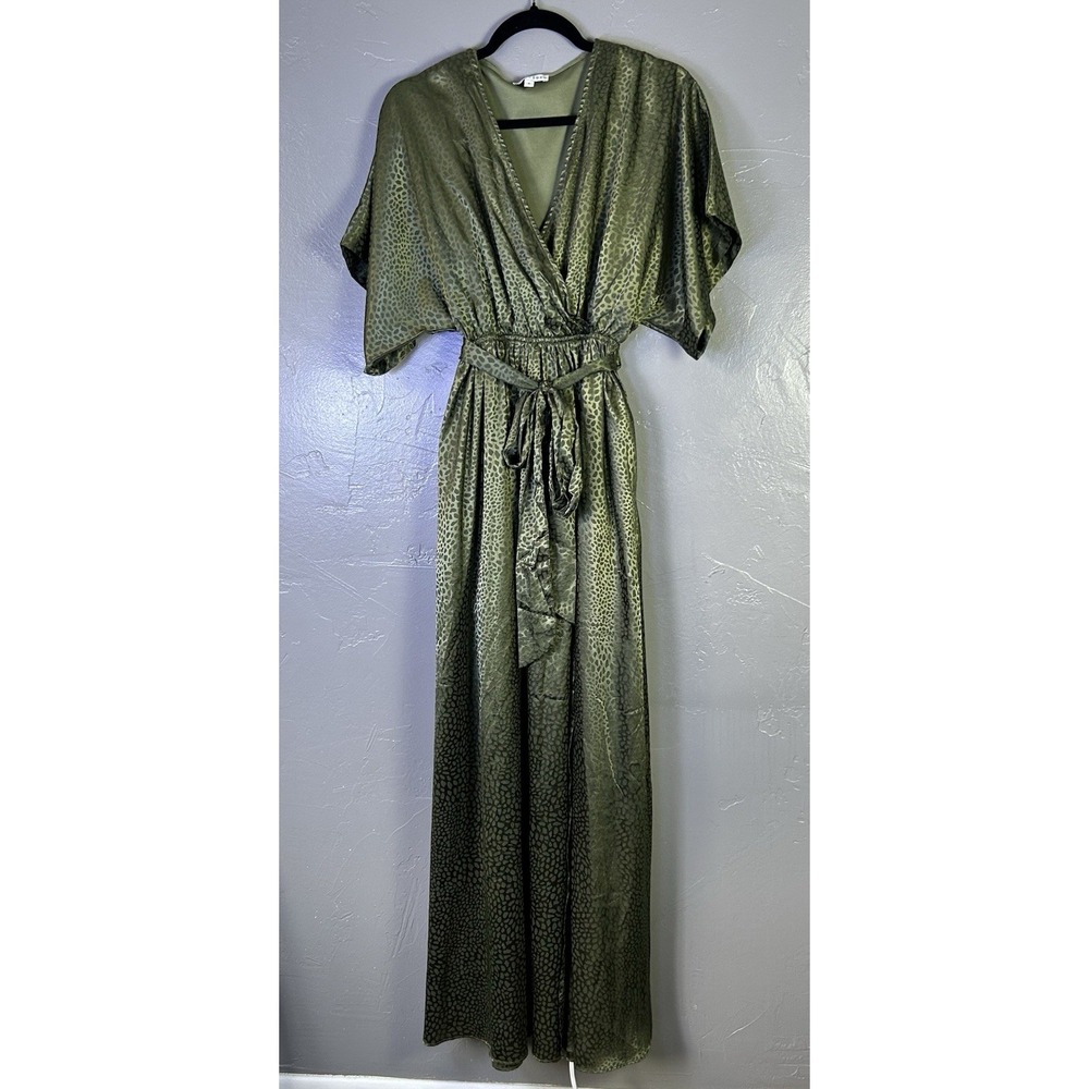 Baltic Born Savannah Print Kimono Maxi Dress in Olive S Small Maxi Bump Friendly